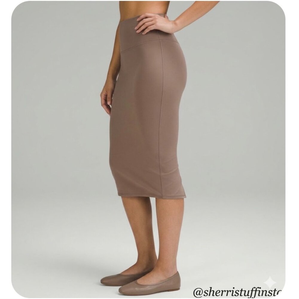 NWT New Lululemon Nulu™ Slim Fit High-Rise Midi Skirt Taupetastic Brown Pencil 4